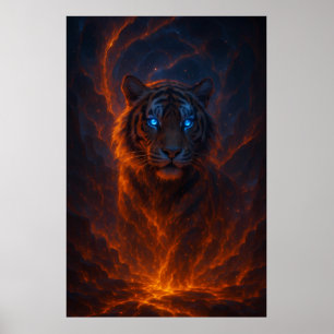 Póster Tigre Blanco de Fantasía – Serie Aura Mística