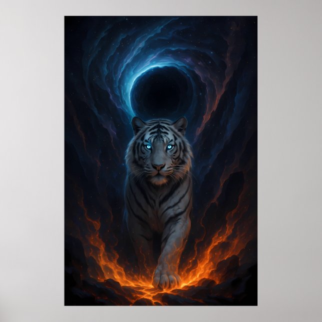 Póster Tigre Blanco de Fantasía – Serie Aura Mística (Frente)