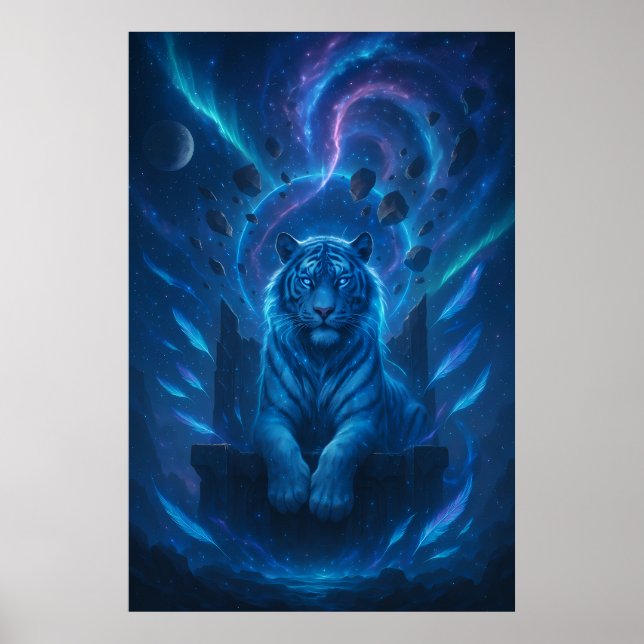 Póster Tigre Blanco de Fantasía – Serie Aura Mística (Frente)
