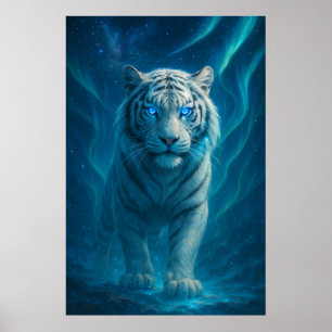 Póster Tigre Blanco de Fantasía – Serie Aura Mística   Ma
