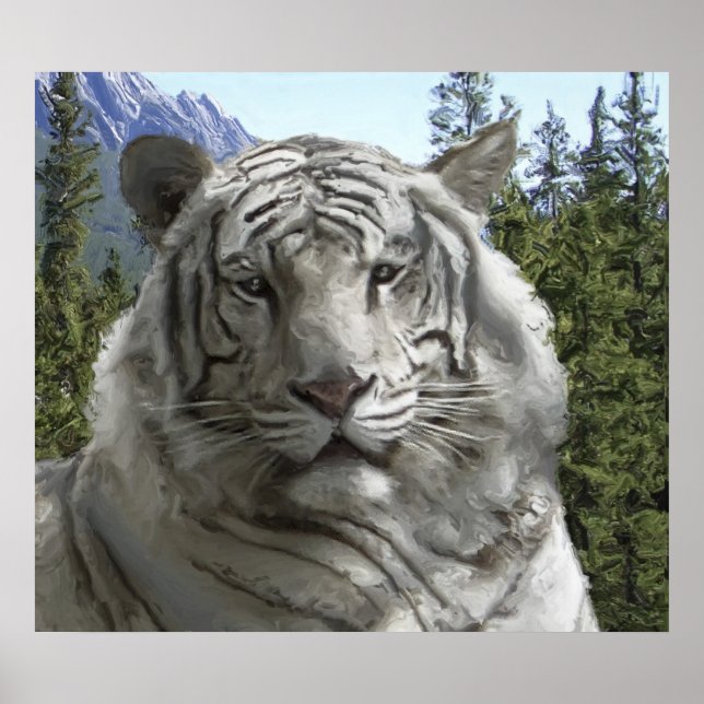 Póster TIGRE BLANCO en su HÁBITAT FORESTAL (Frente)