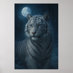 Póster Tigre Blanco – Retrato de Fantasía Mística – ManJi