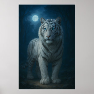 Póster Tigre Blanco – Retrato de Fantasía Mística – ManJi