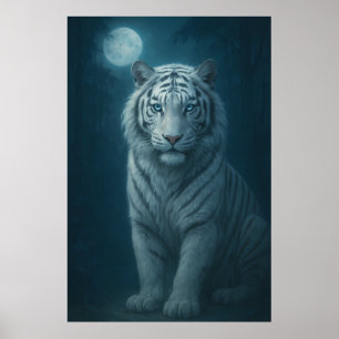 Póster Tigre Blanco – Retrato de Fantasía Mística – ManJi