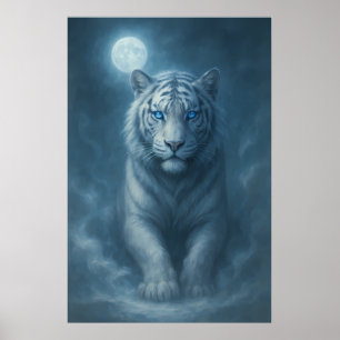 Póster Tigre Blanco – Retrato de Fantasía Mística – ManJi