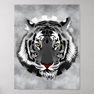 Póster Tigre Blanco Y Negro