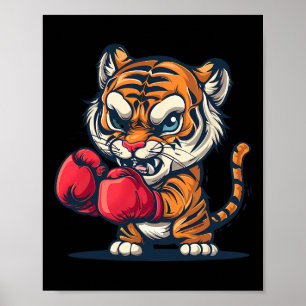 Póster Tigre boxeando con guantes de boxeo Kickboxing div
