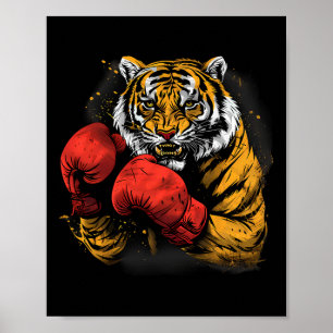 Póster Tigre boxeando con guantes de boxeo Kickboxing div