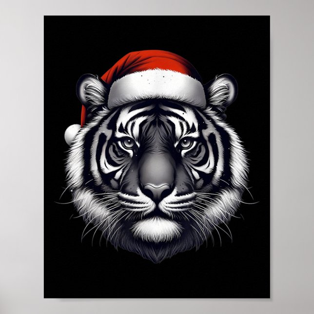 Póster Tigre con Navidades de Santa Hat (Frente)