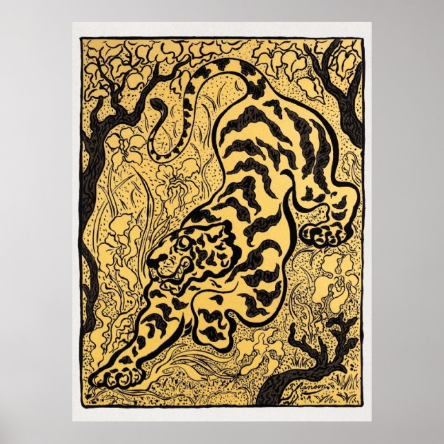 Póster Tigre dans les jungles (Tigre en la selva) (1893) (Frente)