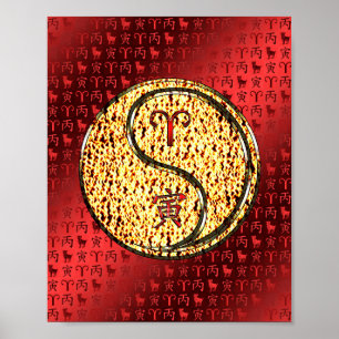 Póster Tigre de Aries y Fuego