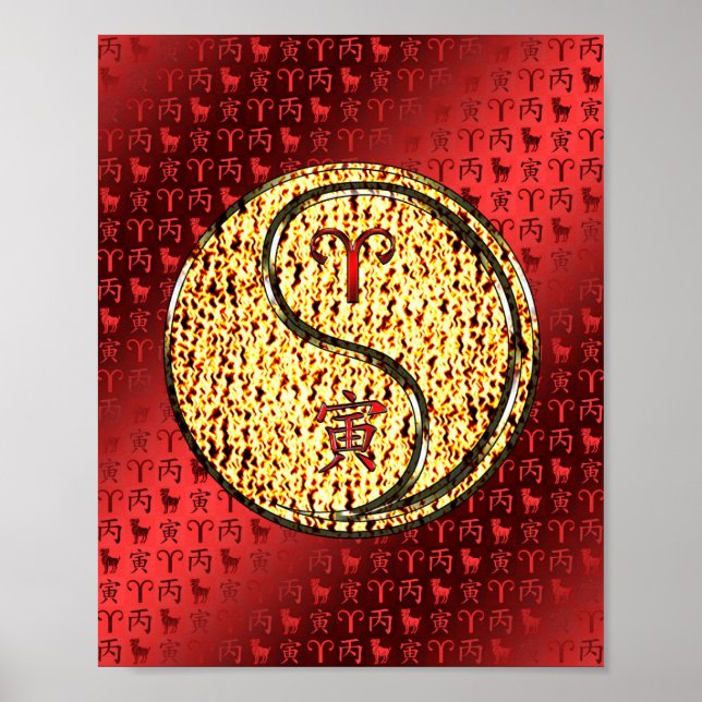 Póster Tigre de Aries y Fuego (Frente)