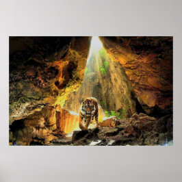 Póster Tigre De Bengala En Cueva