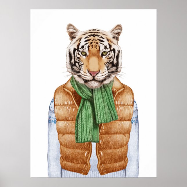 Póster Tigre de chaleco inferior (Frente)