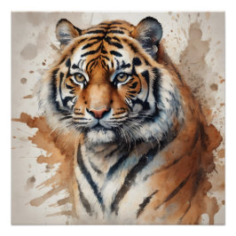 Póster Tigre de color agua no 9