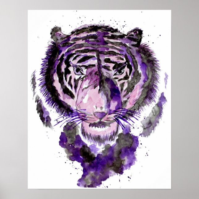 Póster Tigre de color morado (Frente)