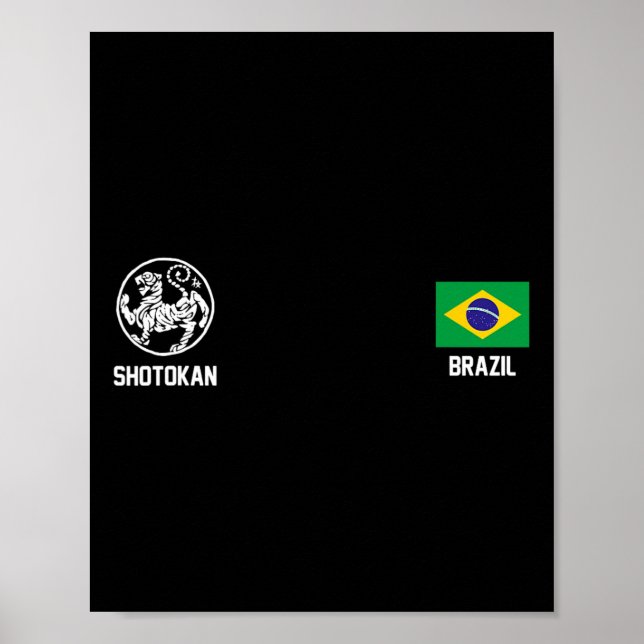 Póster Tigre de dojo con bandera brasileña (Frente)