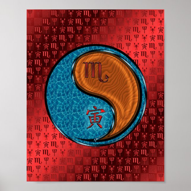 Póster Tigre de Escorpio y Madera (Frente)