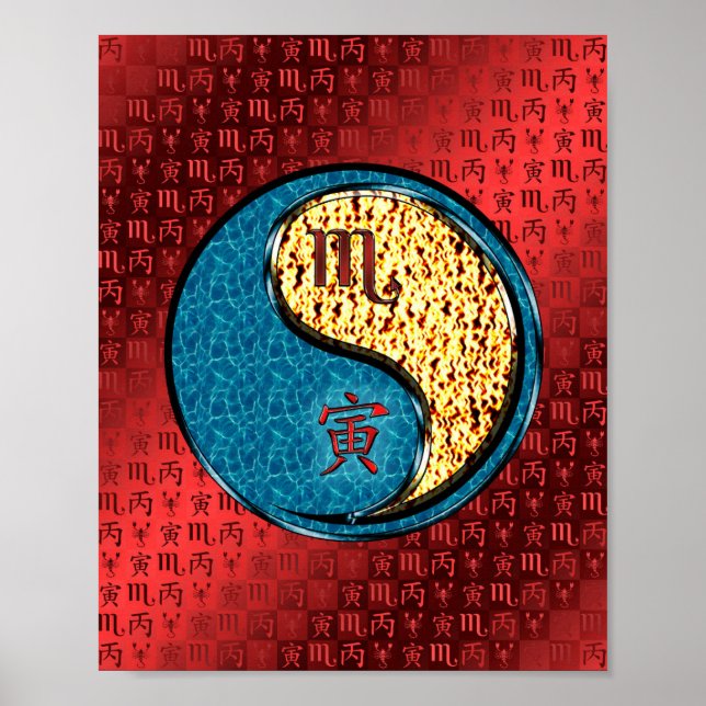 Póster Tigre de escorpión y fuego (Frente)