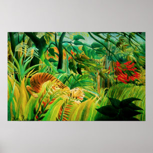 Póster Tigre de Henri Rousseau en un poster tropical de