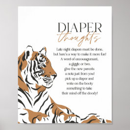 Póster tigre de jungla ducha de bebé tarde noche pensamie