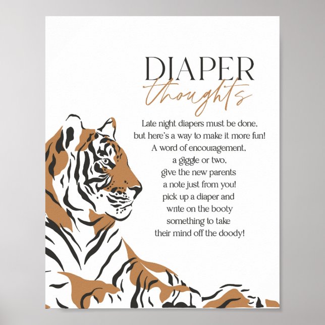Póster tigre de jungla ducha de bebé tarde noche pensamie (Frente)