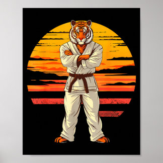 Póster Tigre de Karate Atardecer Jiu-Jitsu Taekwondo Mma