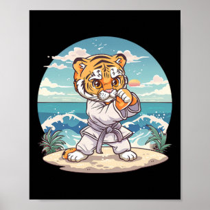 Póster Tigre de karate, Kickboxing Taekwondo Jiu-jitsu T