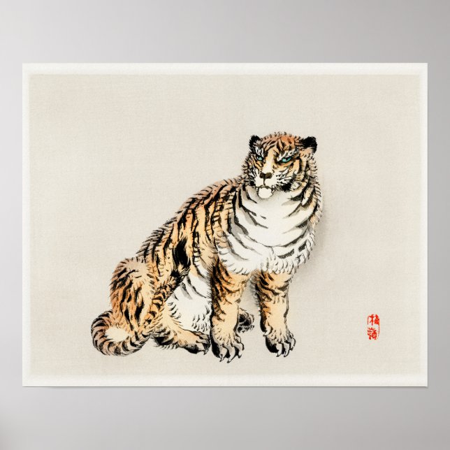 Póster Tigre de Kōno Bairei (1844-1895) (Frente)