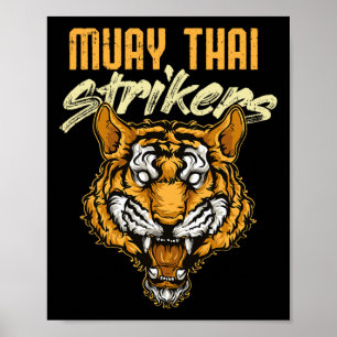 Póster Tigre de Muay Thai Boxeo Tailandés Kickboxing Tail