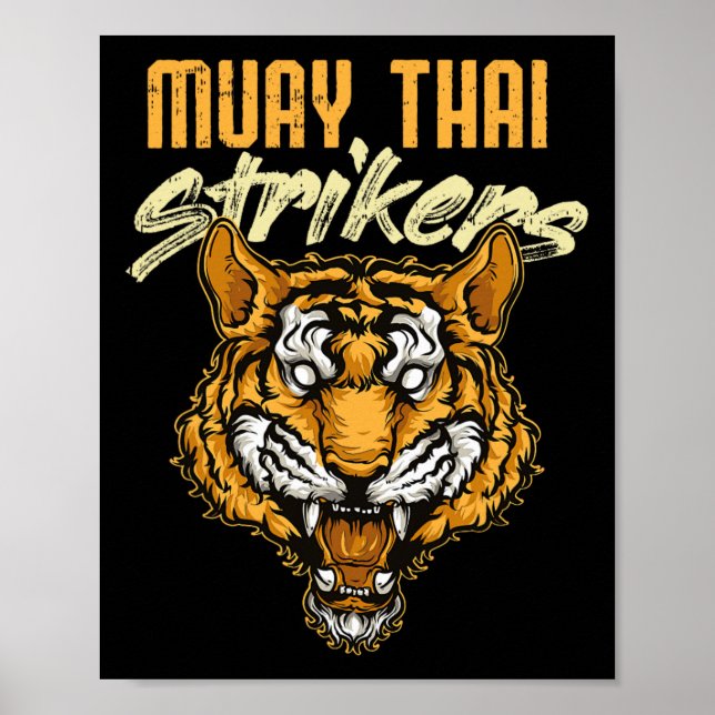 Póster Tigre de Muay Thai Boxeo Tailandés Kickboxing Tail (Frente)