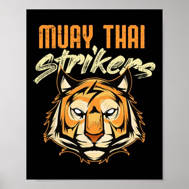 Póster Tigre de Muay Thai Boxeo Tailandés Kickboxing Tail (Frente)