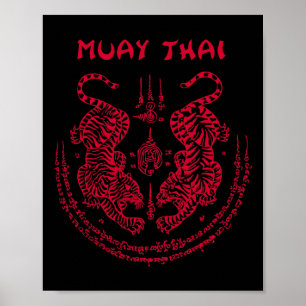 Póster Tigre de Muay Thai Sak Yant Kickboxing Espiritual 
