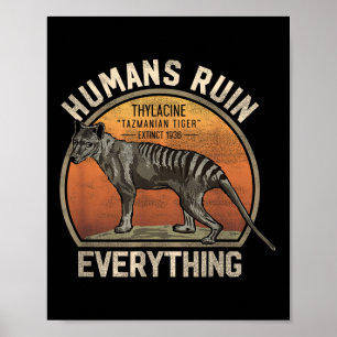 Póster Tigre de Tasmania Anima de extinción australiana t