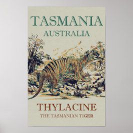 Póster Tigre de Tasmania, tilacino, Tasmania Australia