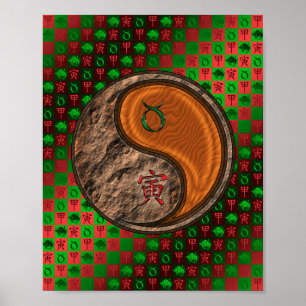 Póster Tigre de Tauro y Madera