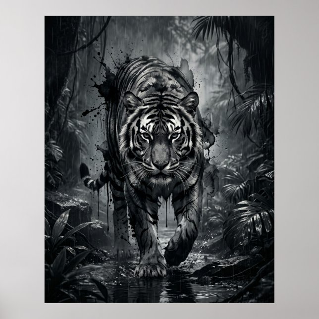 Póster Tigre de Tinta Tormenta de la Jungla (Frente)
