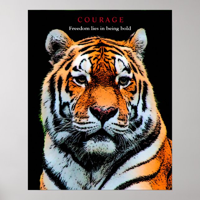 Póster Tigre de valor motivacional (Frente)
