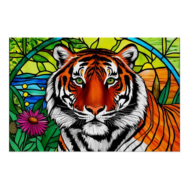 Póster Tigre de vidrio manchado (Anverso)