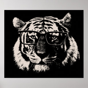 Póster Tigre del inconformista con los vidrios