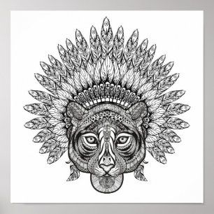 Póster Tigre Derramado A Mano En El Estilo 2