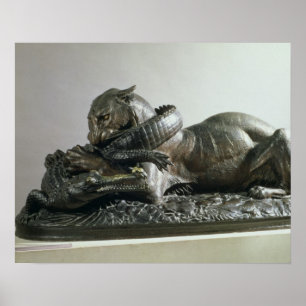 Póster Tigre devorando un lagarto, 1832 (bronce)