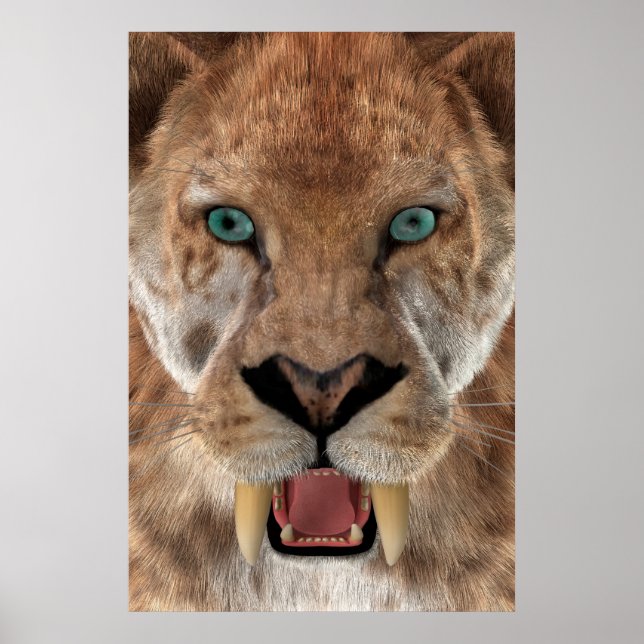 Póster Tigre Dientes de Sable o Smilodon (Frente)
