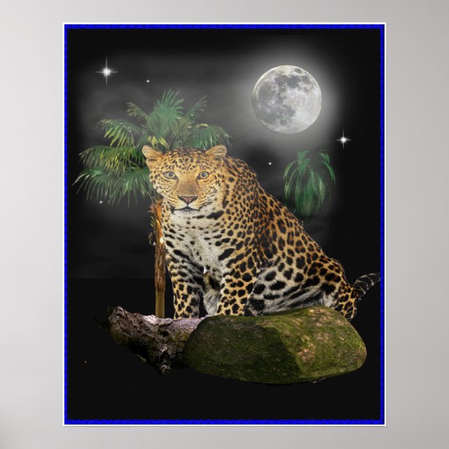 Póster Tigre en el poster nocturno (Frente)