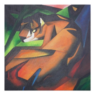 Póster Tigre En Estilo De Arte Geométrico Franz Marc