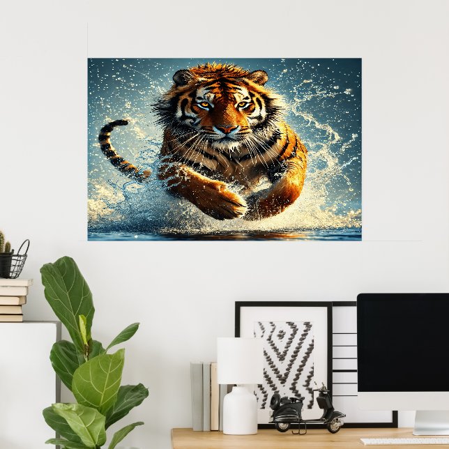 Póster Tigre en la marea turquesa (Oficina en casa)