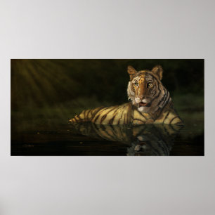 Póster Tigre en la pintura digital del agua