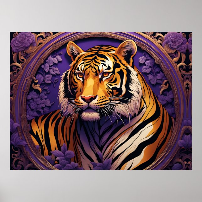 Póster Tigre en morado (Frente)