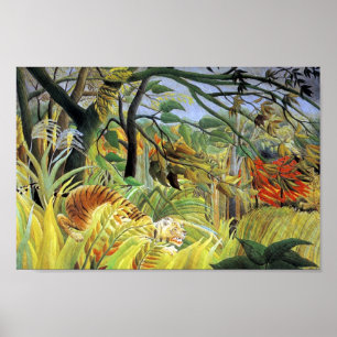 Póster Tigre en tormenta tropical