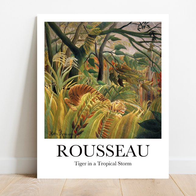 Póster Tigre en tormenta tropical por Henri Rousseau (Roar into Paradise! Rousseau's "Tiger in a Tropical Storm" poster)